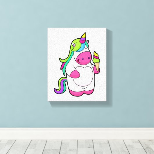 Unicorn met wafelijs canvas afdruk (Insitu (Houten vloer))