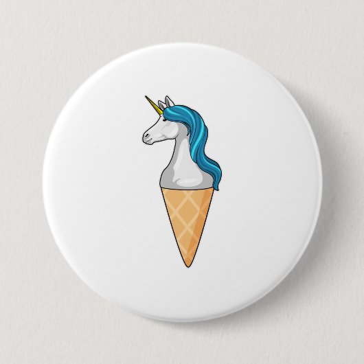 Unicorn met wafelijs ronde button 7,6 cm (Voorkant)