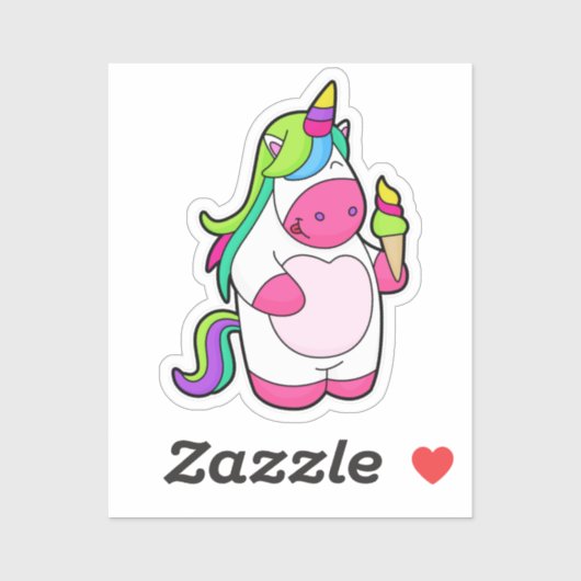 Unicorn met wafelijs sticker (Vel)