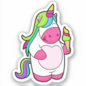 Unicorn met wafelijs sticker (Voorkant)