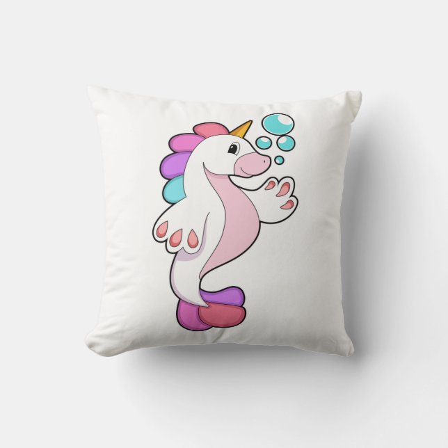 Unicorn met waterbellen.PNG Kussen (Voorkant)