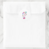Unicorn met waterbellen.PNG Ronde Sticker (Tas)