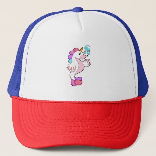 Unicorn met waterbellen.PNG Trucker Pet (Voorkant)