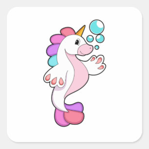 Unicorn met waterbellen.PNG Vierkante Sticker