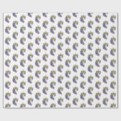 Unicorn met wilde bloemen in Waterverf Cadeaupapier (Vlak)