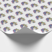 Unicorn met wilde bloemen in Waterverf Cadeaupapier (Hoek)