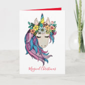 Unicorn met wilde bloemen in Waterverf Kaart (Voorkant)