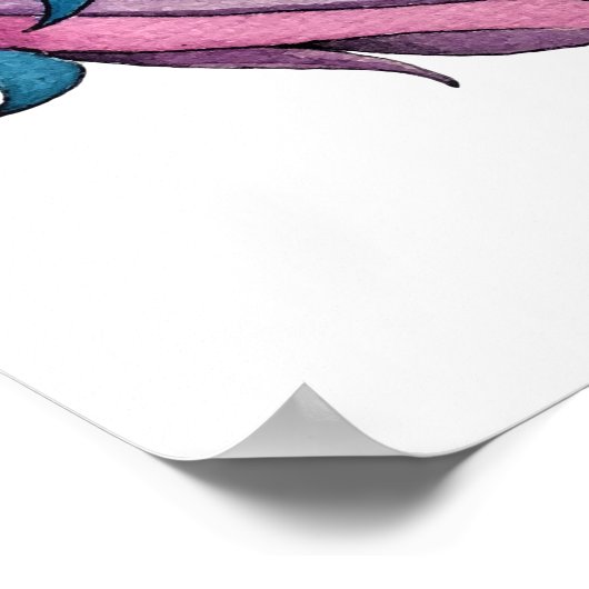 Unicorn met wilde bloemen in Waterverf Poster (Hoek)