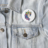 Unicorn met wilde bloemen in Waterverf Ronde Button 5,7 Cm (In situ)