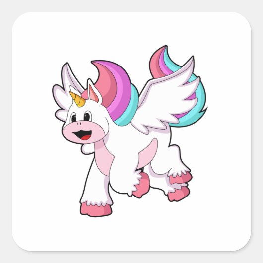 Unicorn met Wing.PNG Vierkante Sticker (Voorkant)