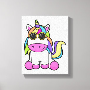 Unicorn met zonnebril canvas afdruk