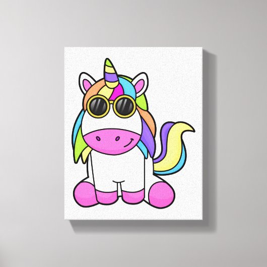 Unicorn met zonnebril canvas afdruk (Voorkant)