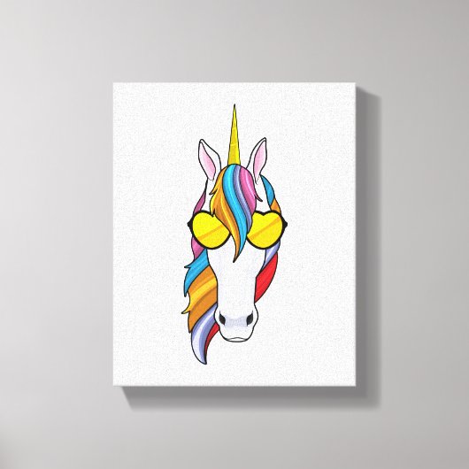 Unicorn met zonnebril canvas afdruk (Voorkant)