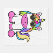 Unicorn met zonnebril fleece deken (Voorkant (Horizontaal))