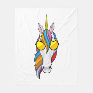 Unicorn met zonnebril fleece deken