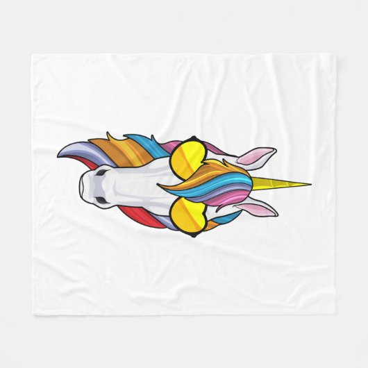Unicorn met zonnebril fleece deken (Voorkant (Horizontaal))