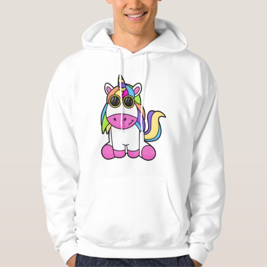 Unicorn met zonnebril hoodie (Voorkant)