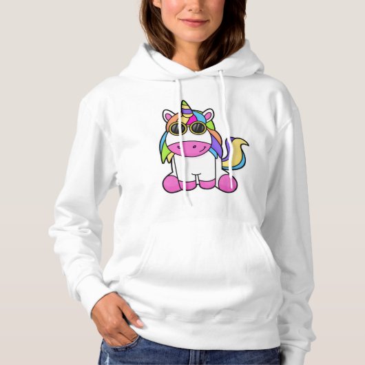 Unicorn met zonnebril hoodie (Voorkant)