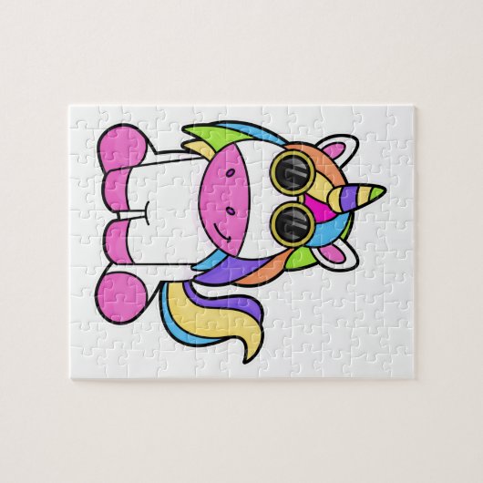Unicorn met zonnebril legpuzzel (Horizontaal)