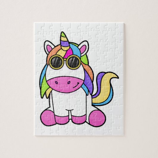 Unicorn met zonnebril legpuzzel (Verticaal)