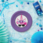 Unicorn met zonnebril papieren bordje (Feest)
