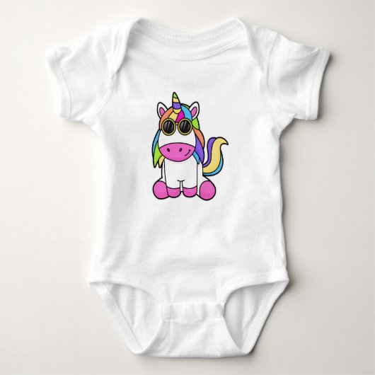 Unicorn met zonnebril romper (Voorkant)