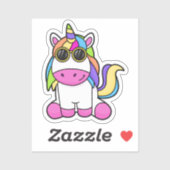Unicorn met zonnebril sticker (Vel)
