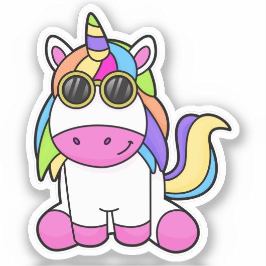 Unicorn met zonnebril sticker (Voorkant)