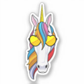 Unicorn met zonnebril sticker (Voorkant)