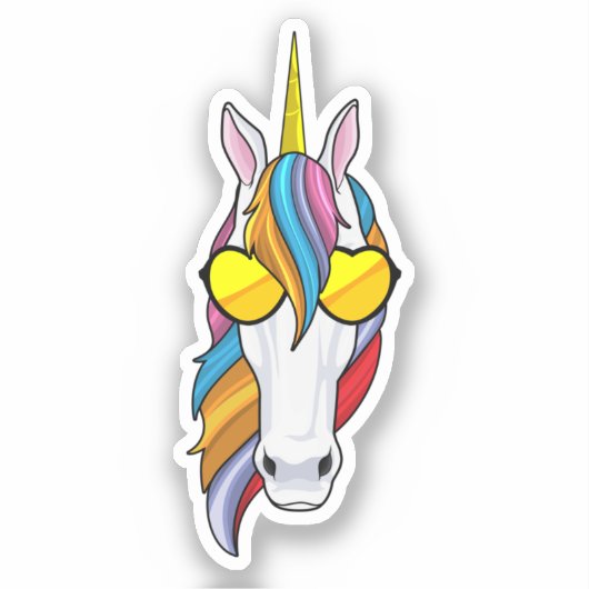 Unicorn met zonnebril sticker (Voorkant)