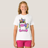 Unicorn met zonnebril t-shirt (Voorkant volledig)