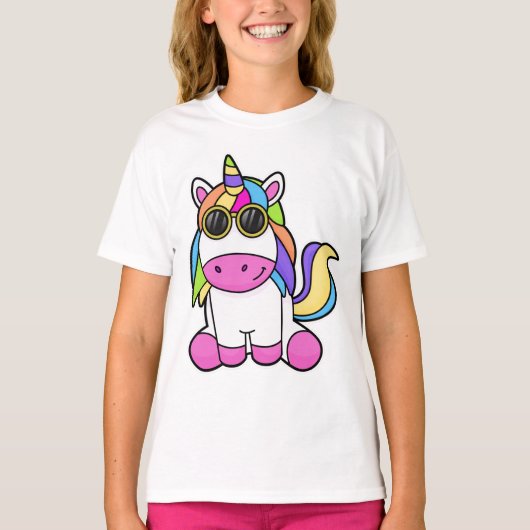Unicorn met zonnebril t-shirt (Voorkant)