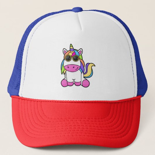 Unicorn met zonnebril trucker pet (Voorkant)
