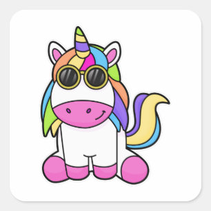 Unicorn met zonnebril vierkante sticker