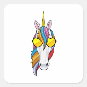 Unicorn met zonnebril vierkante sticker