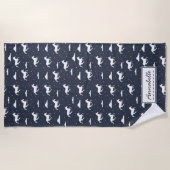 Unicorn Midnight Blue Sky Pattern - Gepersonalisee Strandlaken (Voorkant)