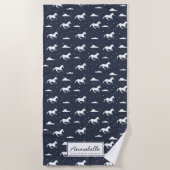 Unicorn Midnight Blue Sky Pattern - Gepersonalisee Strandlaken (Voorkant)