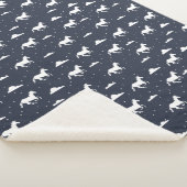Unicorn Midnight Blue Sky Pattern Sherpa Deken (3/4)