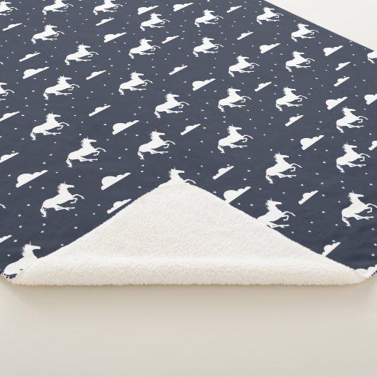 Unicorn Midnight Blue Sky Pattern Sherpa Deken (3/4)