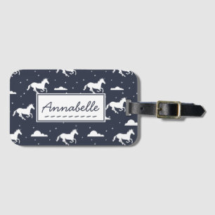Unicorn Midnight Sky Pattern Bagagelabel