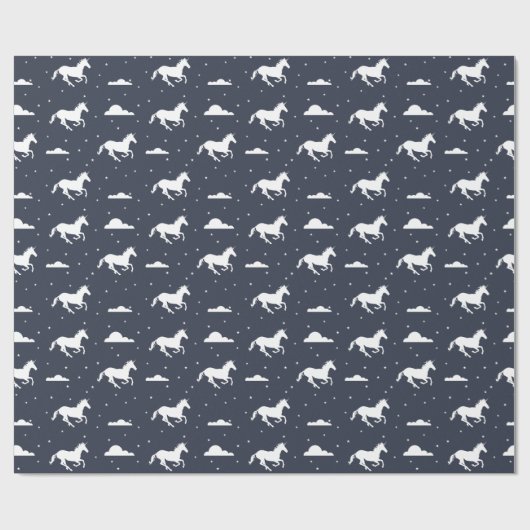 Unicorn Midnight Sky Pattern Cadeaupapier (Vlak)