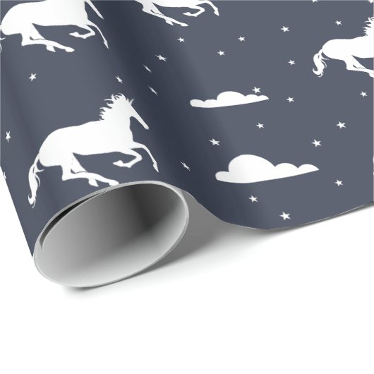 Unicorn Midnight Sky Pattern Cadeaupapier (Rol Hoek)