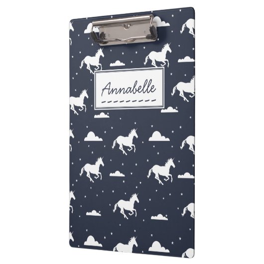 Unicorn Midnight Sky Pattern - Gepersonaliseerd Klembord (Links)