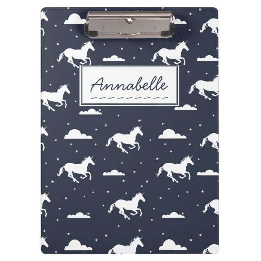 Unicorn Midnight Sky Pattern - Gepersonaliseerd Klembord (Voorkant)
