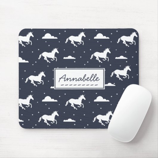 Unicorn Midnight Sky Pattern - Gepersonaliseerd Muismat (Met muis)