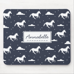 Unicorn Midnight Sky Pattern - Gepersonaliseerd Muismat