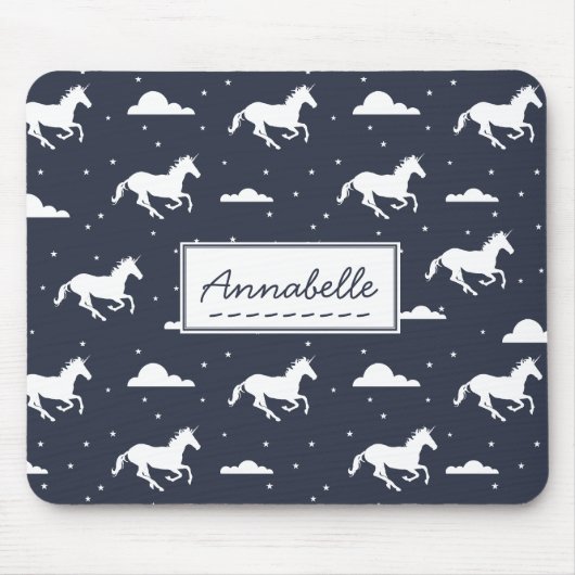 Unicorn Midnight Sky Pattern - Gepersonaliseerd Muismat (Voorkant)