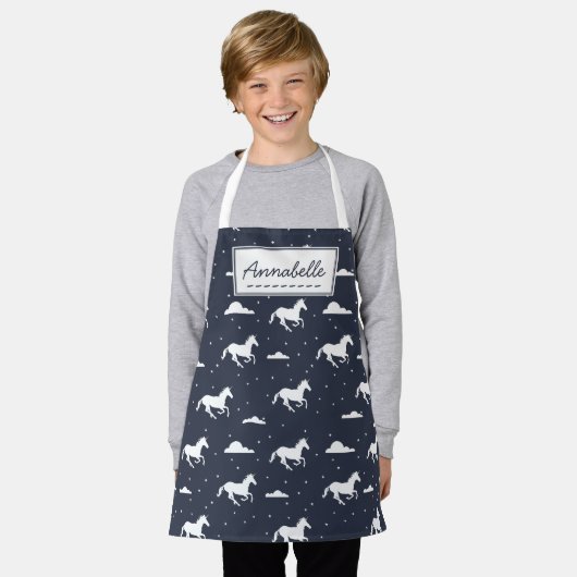 Unicorn Midnight Sky Pattern - Gepersonaliseerd Schort (Gedragen)