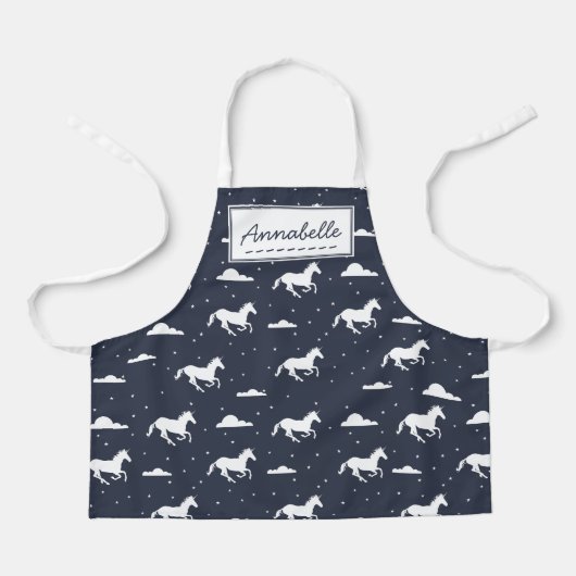 Unicorn Midnight Sky Pattern - Gepersonaliseerd Schort (Voorkant)