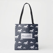 Unicorn Midnight Sky Pattern - Gepersonaliseerd Tote Bag (Voorkant)